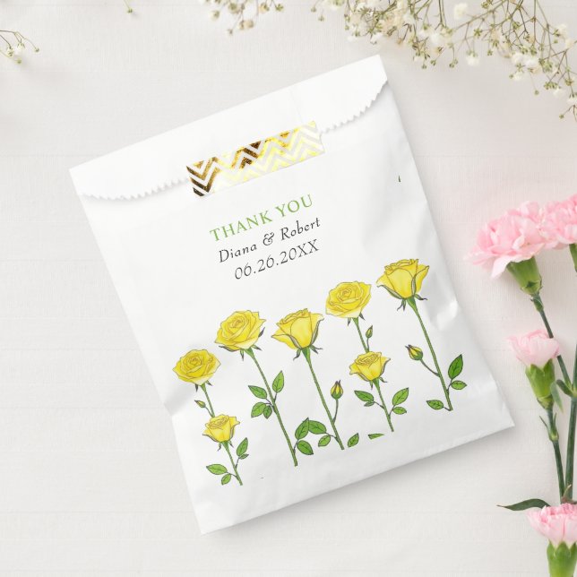 Yellow rose flowers floral Thank You wedding Favour Bags (Sealed)