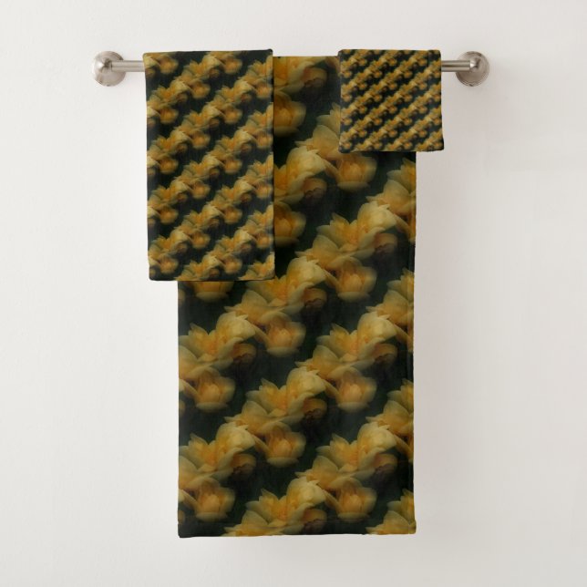 Yellow Rose Flowers Nature Art Pattern     Bath Towel Set (Insitu)