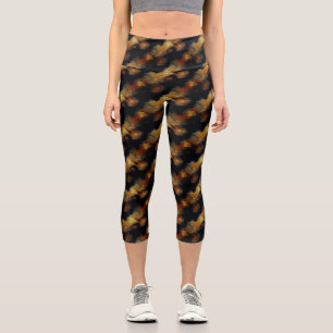 Yellow Rose Flowers Nature Art Pattern Capri Leggings