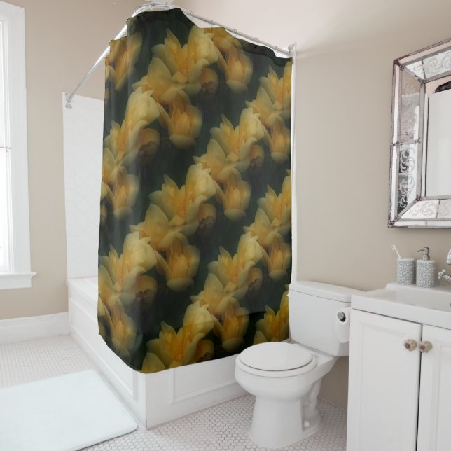 Yellow Rose Flowers Nature Art Pattern     Shower Curtain (In Situ)