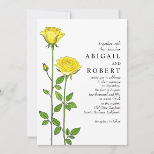 Yellow rose flowers romantic floral wedding invitation