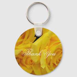 yellow rose flowers thank you card key ring