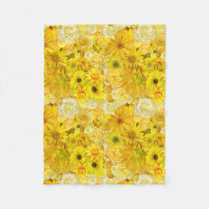 Yellow Rose Friendship Bouquet Gerbera Daisy Fleece Blanket