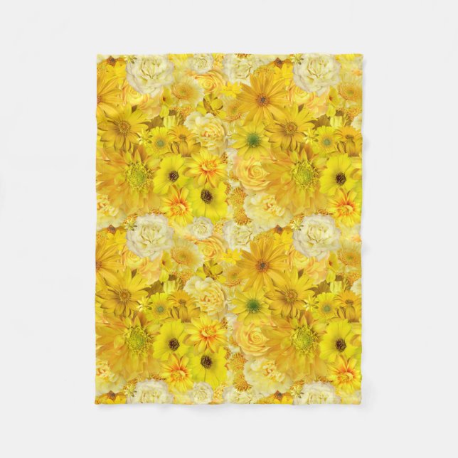 Yellow Rose Friendship Bouquet Gerbera Daisy Fleece Blanket (Front)