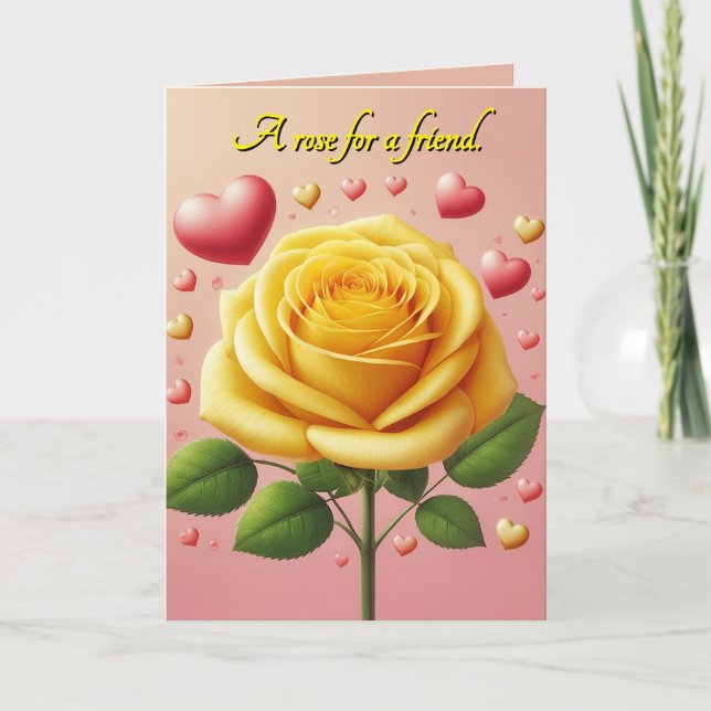 Yellow Rose Friendship Card (Front)