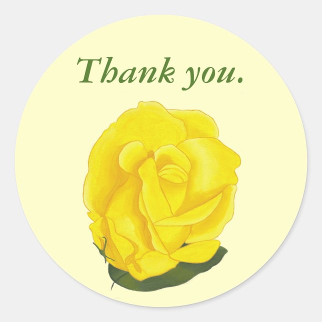 Yellow Rose Full Bloom Thank you Stickers (Front)