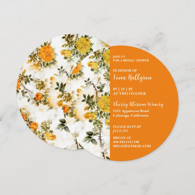 Yellow Rose Garden Bridal Shower Invitation (Front/Back)