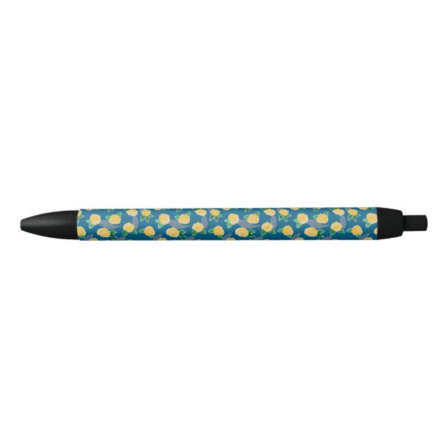 Yellow Rose Garden pattern Black Ink Pen (Front)