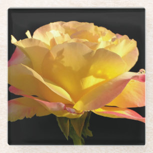 Yellow Rose Glass Coaster