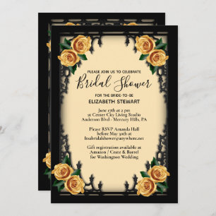 Yellow Rose Gothic Bridal Shower Yellow Invitation