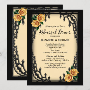 Yellow Rose Gothic Rehearsal Dinner Yellow Invitation