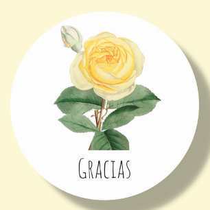 Yellow Rose Gracias Classic Round Sticker