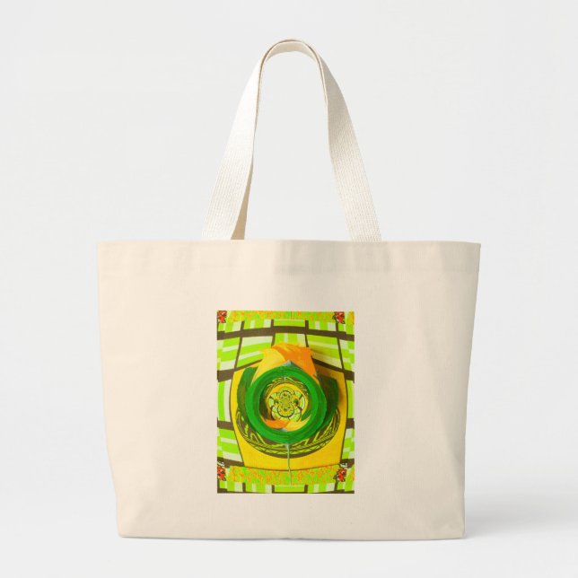 Yellow Rose Graphic Art Design Large Tote Bag (Front)