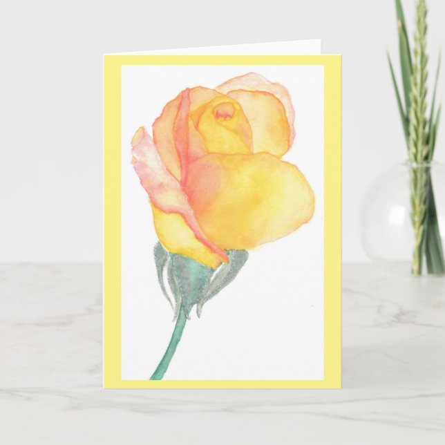 Yellow Rose Greeting Card (Front)