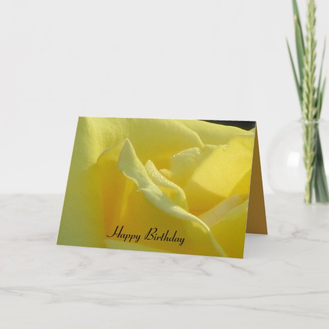 Yellow Rose Happy Birthday Card (Front)