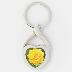 Yellow Rose Heart Key Chain