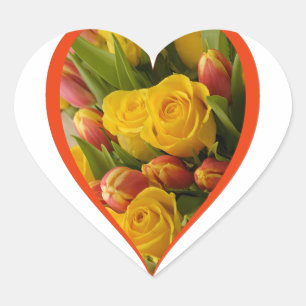 Yellow rose heart sticker