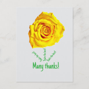 Yellow rose holiday postcard