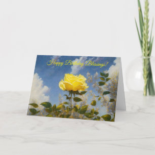 Yellow Rose in a Garden Art Faith Birthday Card