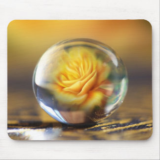 Yellow Rose In A Glass Ball Mouse Mat