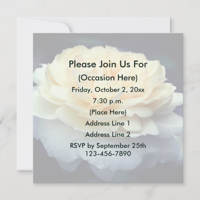Yellow Rose In Bloom Personalised Floral  Invitation (Front)