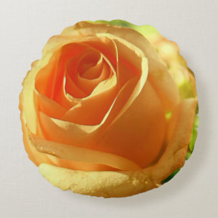 Yellow Rose in Full Bloom Round Cushion
