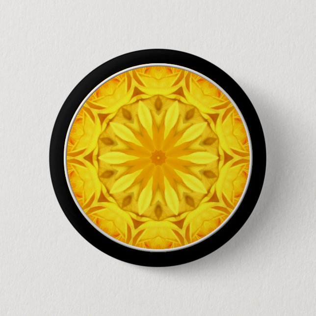 Yellow Rose Kaleidoscope (#1) 6 Cm Round Badge (Front)