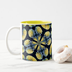 Yellow Rose Kaleidoscope Flower Art Two-Tone Coffee Mug