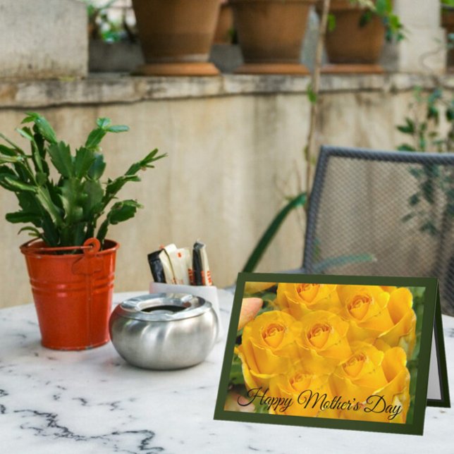 Yellow Rose Kaleidoscope Green Mothers Day Card (Creator Uploaded)