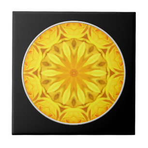 Yellow Rose Kaleidoscope Tile