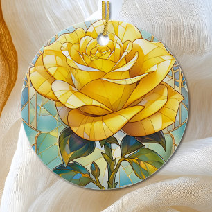Yellow Rose Memorial  Ceramic Tree Decoration
