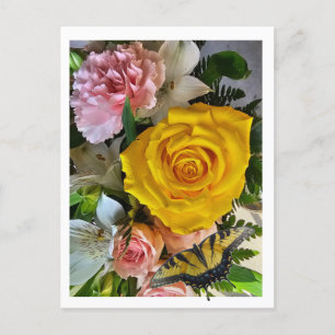 Yellow rose message holiday postcard
