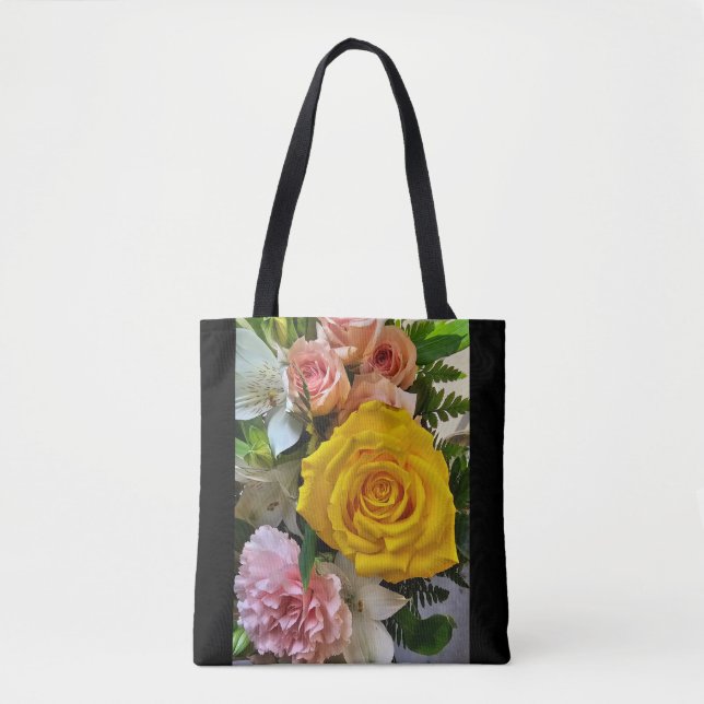 Yellow rose message tote bag (Front)