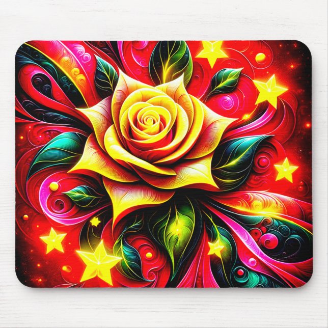 Yellow Rose Mouse Mat (Front)