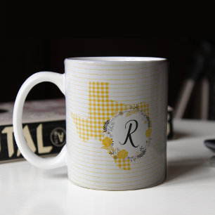 Yellow Rose of Texas - Gingham Monogram Coffee Mug