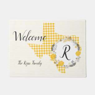 Yellow Rose of Texas - Gingham Monogram Doormat