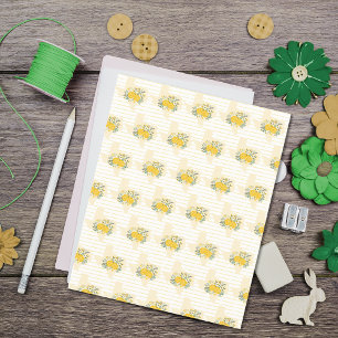 Yellow Rose of Texas Gingham Scrapbook Paper