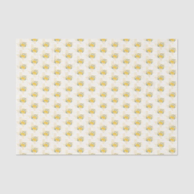 Yellow Rose of Texas - Gingham State Pattern Tissue Paper (Front)