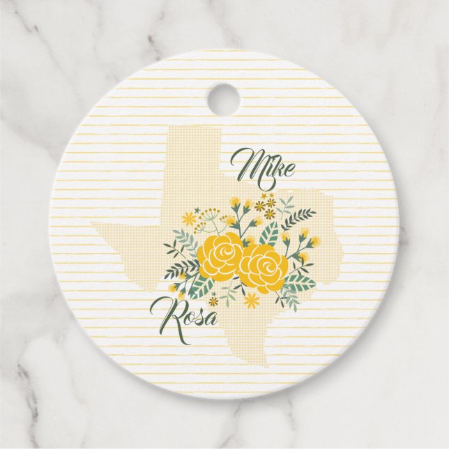 Yellow Rose of Texas - Gingham State Wedding Favour Tags (Front)