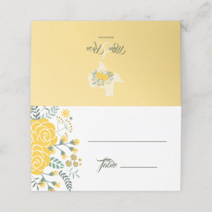 Yellow Rose of Texas - Gingham State Wedding Place Card