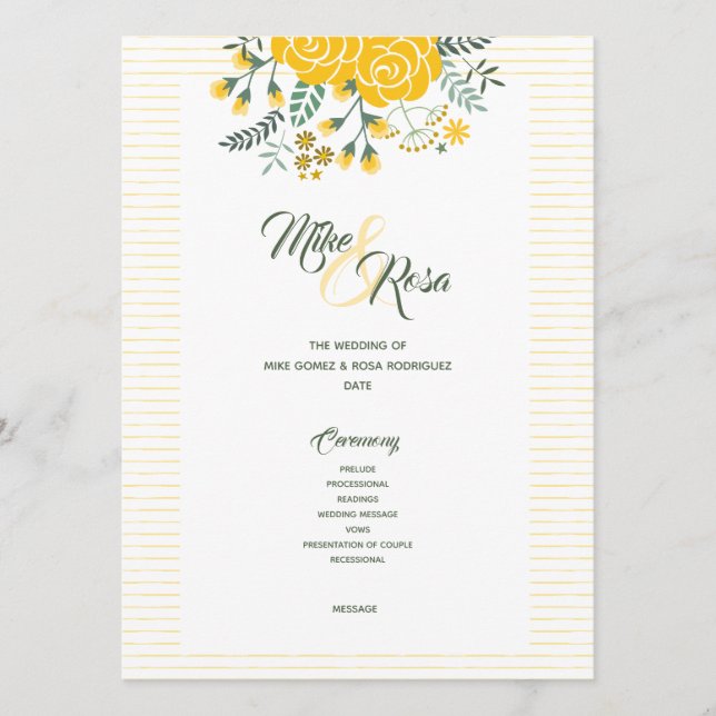 Yellow Rose of Texas - Gingham State Wedding Programme (Front)