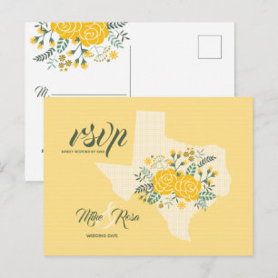 Yellow Rose of Texas - Gingham State Wedding RSVP Postcard