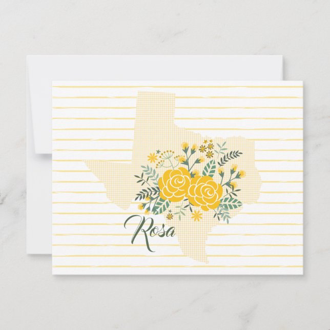 Yellow Rose of Texas - Gingham State with Roses Card (Front)