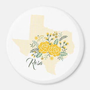 Yellow Rose of Texas - Gingham State with Roses Magnet
