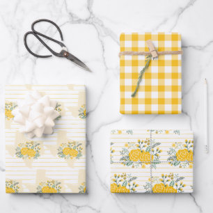 Yellow Rose of Texas - Gingham State Wrapping Paper Sheet