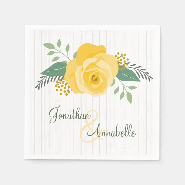 Yellow Rose of Texas Wedding Napkin (Front)