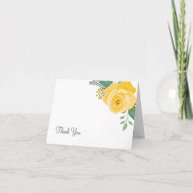 Yellow Rose of Texas Wedding Thank You Card (Front)