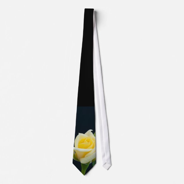 Yellow rose on the black background tie (Front)