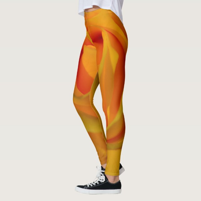 Yellow Rose orange rose romantic rose Leggings (Left)