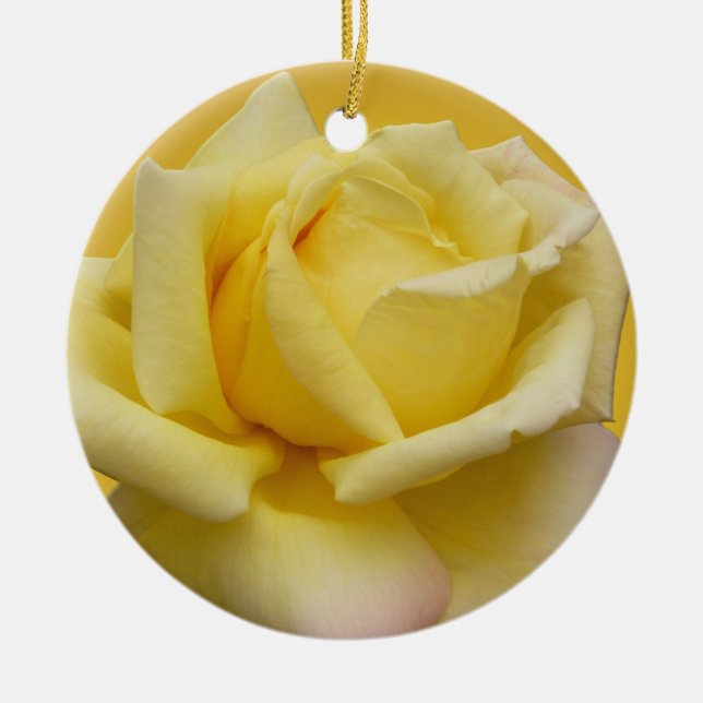 Yellow Rose Ornament Personalised Rose Decoration (Front)